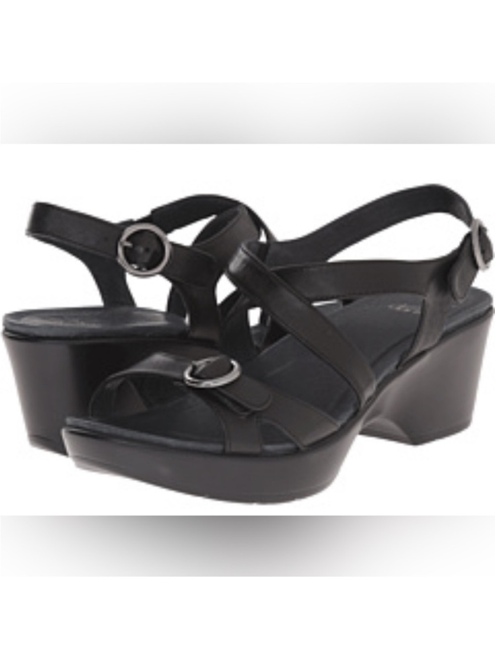 Dansko Women's Julie Black Full Grain Leather Slingback Sandals
Size 7.5